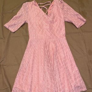Pink Lace Tie Back Dress